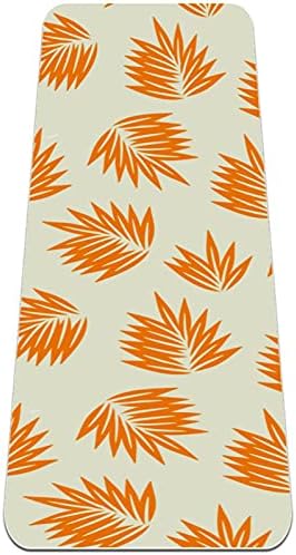 Orange Surf Leaf Yoga Mat Thick Workout Exercise Mat, Non Slip Pilates Fitness Mats, Eco Friendly, Anti-Tear 1/4" Thick Yoga Mats for Women Men
