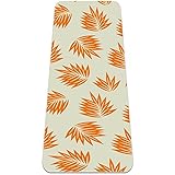 Orange Surf Leaf Yoga Mat Thick Workout Exercise Mat, Non Slip Pilates Fitness Mats, Eco Friendly, A
