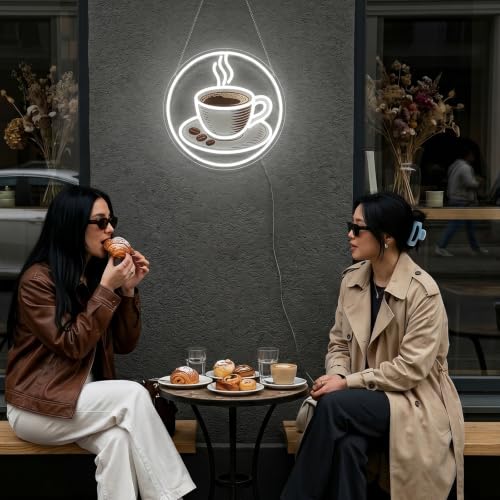 Image of Coffee Neon Sign for Coffee Shop Decor Dimmable Coffee Cup Neon Light for Cafe Restaurant Bar Kitchen Office USB Powered Light Up Business Store Sign Gift for Barista