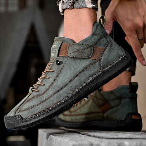 Beelovy Shoes for Men, Easestep Leather Sneakers, Orthopedic Casual Slip on Driving Shoes, Handmade Boots Men Women3