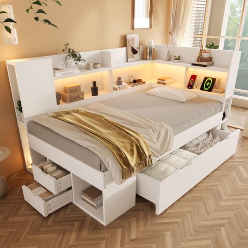 Cama infantil sofá cama 90 x 190 cm, USB-C, LED, cajones, espacio de almacenamiento