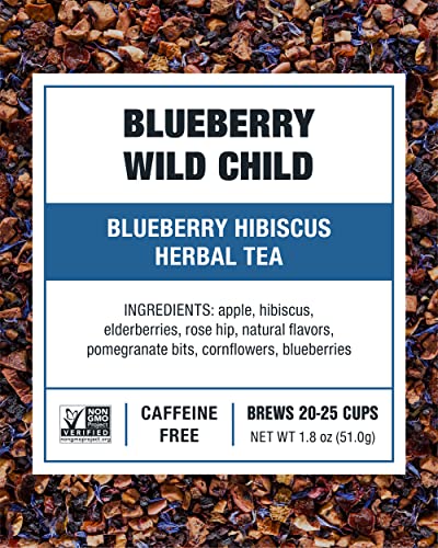 Tiesta Tea - Blueberry Wild Child, Loose Leaf Blueberry Hibiscus Herbal Tea, Non-Caffeinated, Hot & Iced Tea, 1.8 Oz Pouch 20-25 Cups, Natural Flavors, Herbal Tea Loose Leaf Blend #TOP2