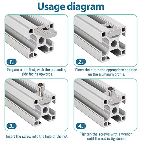 50 Stück Nutensteine M3, Leryati Nutsteine Set T-Nut Kohlenstoffstahl Nutenstein, T-nutensteine lang Aluminiumprofil-Extrusionsschlitz Nutensteine Nut 6 - Typ B Standard 20-Serie