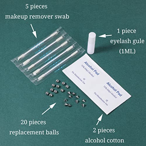 ZS 20Pcs Fake Eyebrow Rings Nose Lip Labret Studs, 4mm 5mm Replacement Ball Cone with Eyelash Glue, Non-Piercing Body Jewelry Fake Skin Piercing3