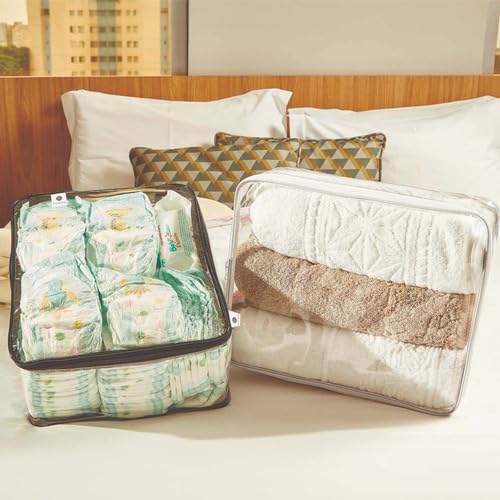 Kit 5 Organizador Multiuso Viagem Bagagem Plástico Resistente Transparente TAM G - Bubag!