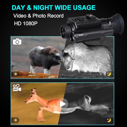 Night Vision Goggles Head or Helmet Mounted Monocular - 1080P HD Photo and Video Recording with 5X Digital Zoom & Adjustable Infrared 940nm IR, Night Vision 300M for Hunting, Camping, Surveillance