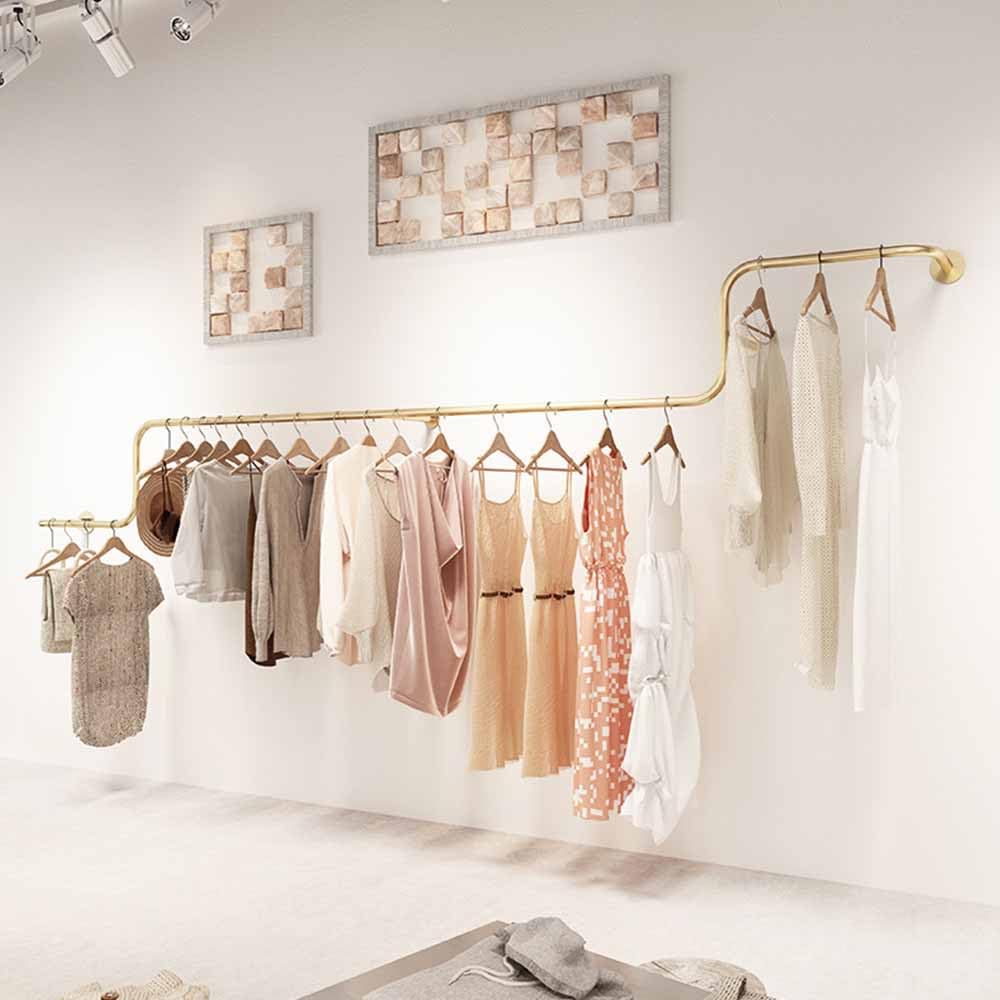 GTHTUHFD Wall Mounted Clothing Rack, Metal Industrial Garment Display Rack For Retail And Boutique Stores,Length 450cm