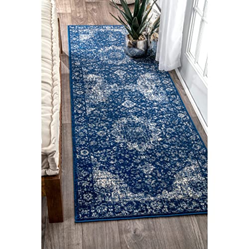 nuLOOM Paisley Vintage Persischer Läufer Teppich, 6 x 3 m, Dunkelblau