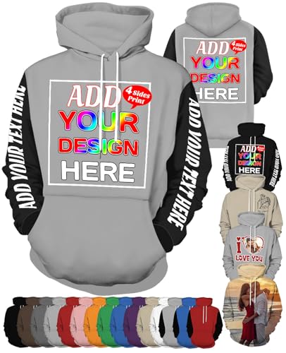 SIMIEEK Sudadera con capucha personalizada, diseño de texto con imagen para hombres y mujeres, regalos personalizados para parejas, Imágenes y texto, 4X-Large
