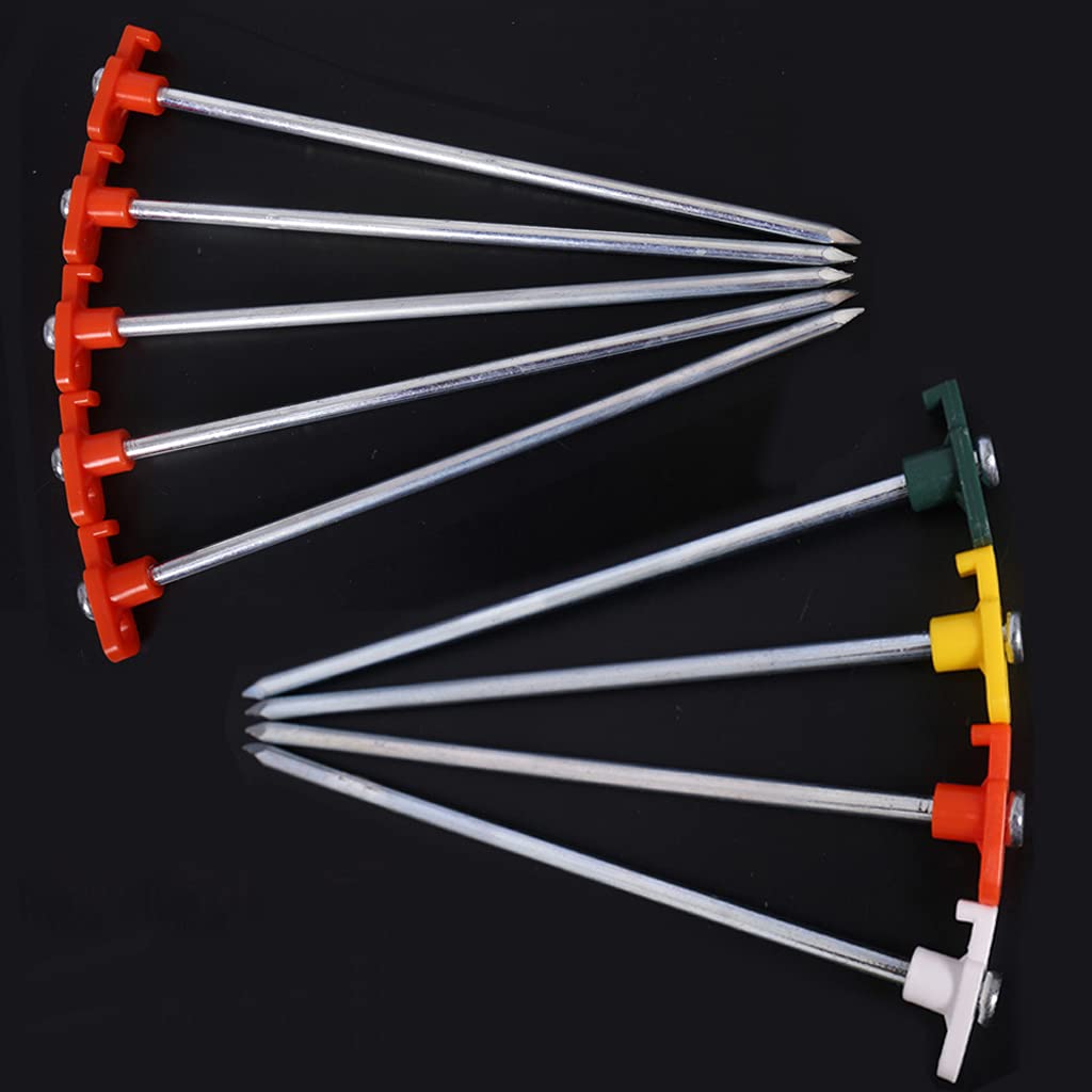10 pièces piquets de Tente en Acier, Clous de piquets de Tente incassables et inflexibles pour Le Camping et l'extérieur, pour Sol Normal et Dur Orange (Vert)