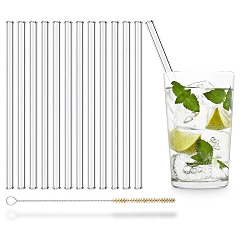 Umi Glass Straws, 12x 8 Inch Reusable Drinking Straws Cover