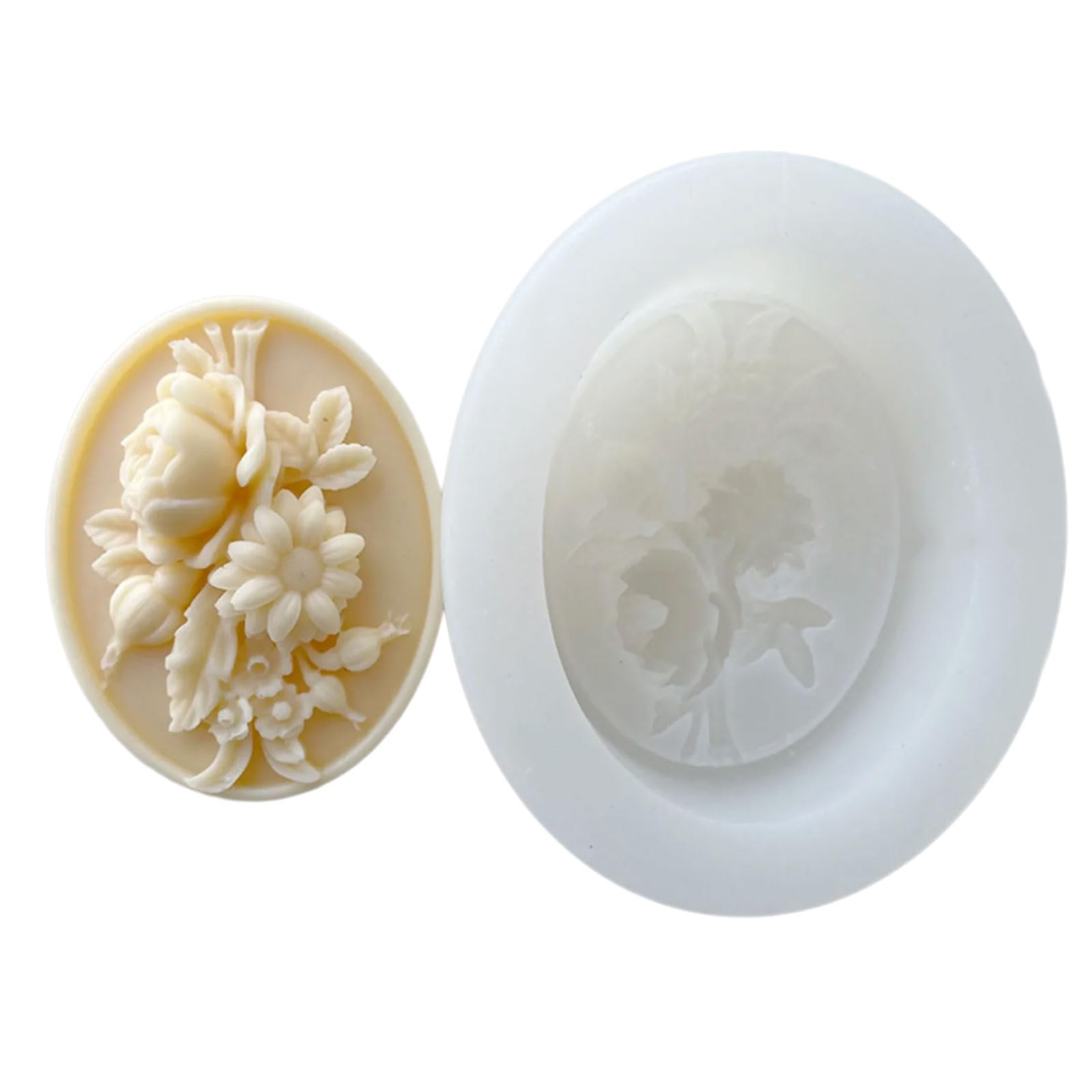 HUANGING Oval Flower Silicone Baking Molds Heatproof Multipurpose for Epoxy Resin Soap Fondant Food Grade Silicone Making Molds