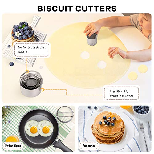 SYOSIN Pastry Cutter Set,5 Pack of Pastry Cutter,Biscuit Cutters set,Dough Scraper and Silicone Baking Mat,Stainless Steel Dough Cutter Scraper Blender Set for cooking cookies and donuts - Thumbnail 5