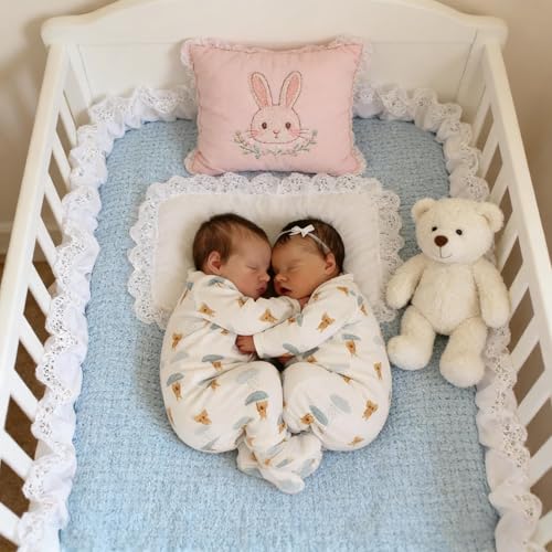 Zwillinge Realistische Reborn Babypuppen Silikon Ganzkörper Vinyl 18 Zoll Realistische Babypuppe Mädchen Anatomisch Korrekte Zwillinge Puppen Lebensechte Neugeborene Baby Puppe – Bild 3