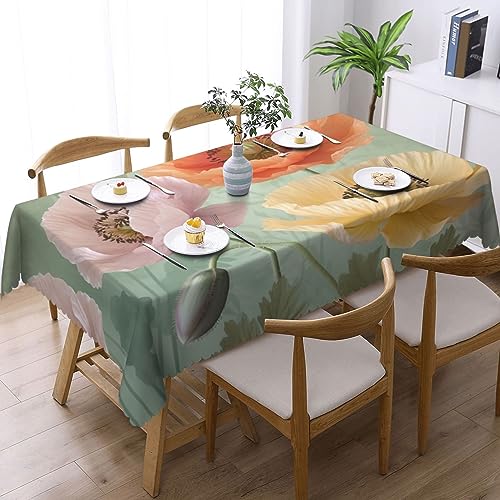 Nappe imperméable coquelicots pastel lavable pour supprimer les taches sur la table