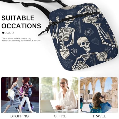 Satchel Tote Bag Messenger Bag Skull And Guitar Printed Mini Sling Bag Purse Suitable for Work Travel4