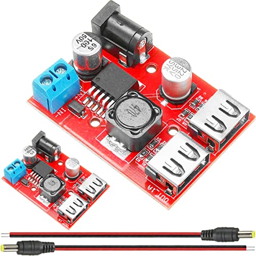 DAOKAI 2PCS LM2596S Dual USB port DC-DC Step Down Module 9V/12V/24V/36V to 5V Car Charger Solar 3A Power Supply Module Dual USB Output 150KHZ