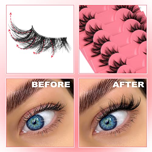 Half Lashes Natural Clear Band Eyelashes 3 4 False Lashes Wispy Fluffy Fox Style Half Eyelashes 8 works Half Fake Eyelashes Pack - Image 2