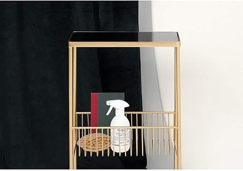 Miniatura 2 de Habrur Estantería de estantería de hierro para estratificación, estantería pequeña de almacenamiento, estantería de mesita de noche, gabinete móvil,