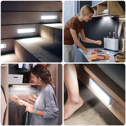 6 Pack Under Cabinet Lighting Wireless, 32 LED Rechargeable Battery Motion Sensor Light Indoor, Stick On Magnetic Closet Lights, Under Counter Lights for Kitchen, Stairs, White 8 in by EVERDOSS - Image 7