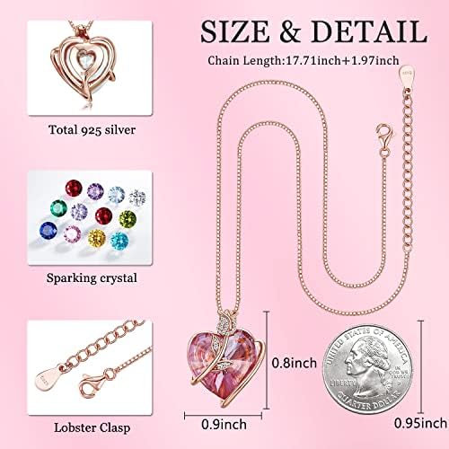 LEKANI Forever Love You Necklaces for Women with Crystal from Austria, 925 Sterling Silver Heart Pendant Jewellery Gifts for Women Her Mum Wife Birthday Gifts