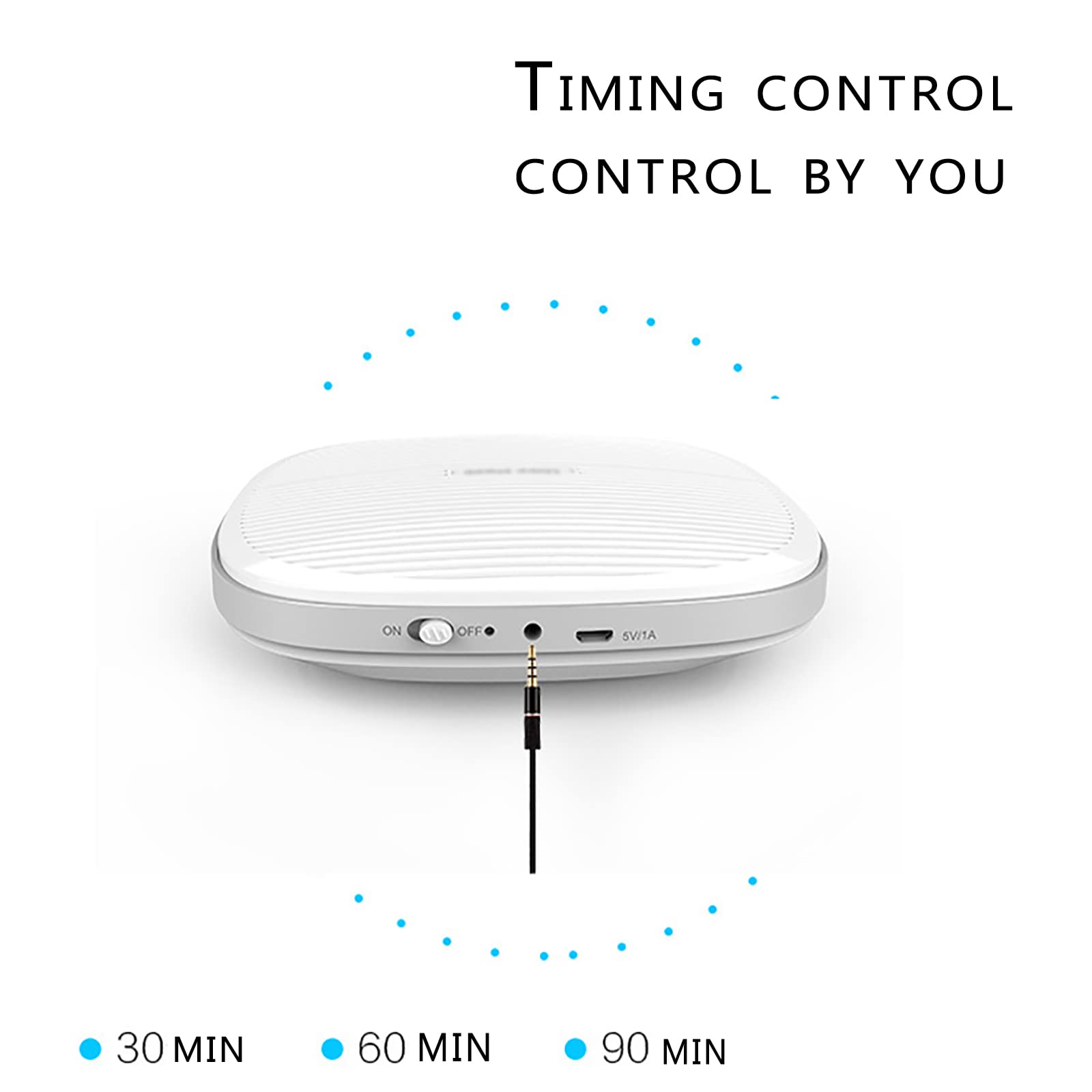 Appareil À Bruit Blanc, Instrument D'aide Au Sommeil Portable avec 20 Sons Naturels Et Prise Casque, Capacité De La Batterie 1800 MAh Et Charge USB, Design Fin 33 Mm pour La Méditation De Voyage
