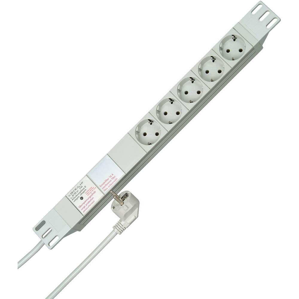 Kopp 930504014 PROFIversal 5-fach mit Schutzk.-Std. mit Geräteschutzübersp.filter, 2 m mit Schutzk.-Winkelstecker, 250 VAC, 16 Amp