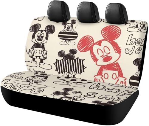 ミッキーマウス (1) カーシートカバー 車シートカバー 後部座席用 シート保護 おしゃれ カー用品 軽/普通車 汎用 後席クッションカバー 人気 キャラクター 四季通用 誕生日 プレゼント t6jk74ju