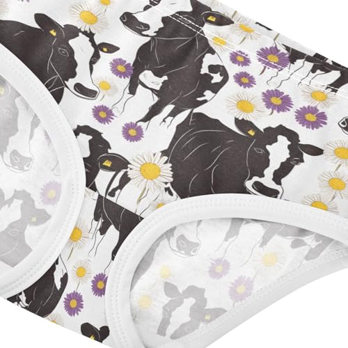 Wusikd Black White Cow Girls' Underwear Cotton Purple Daisies Girls Briefs Soft Toddler Underwear 2T4