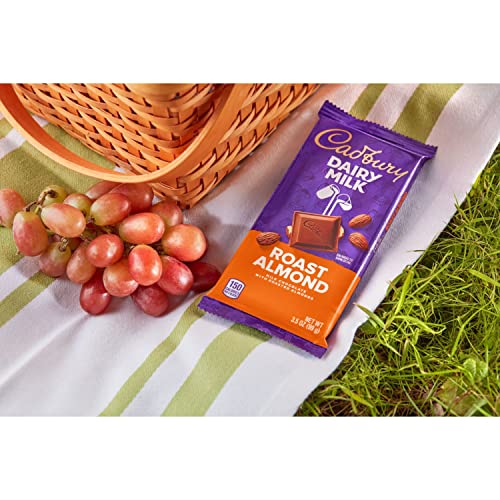 Cadbury Dairy Milk Roast Almond Milk Chocolate With Roasted Almonds Candy, 3.5 Oz Bar #TOP4