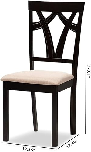 Miniatura 3 de BOWERY HILL Silla de comedor de tela moderna de 18.11" en marróncaoba (juego de 2)
