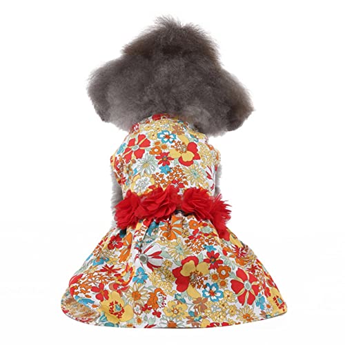 Vestido para cães pequenos Vestidos de princesa com decoração floral para gatos de estimação Roupas
