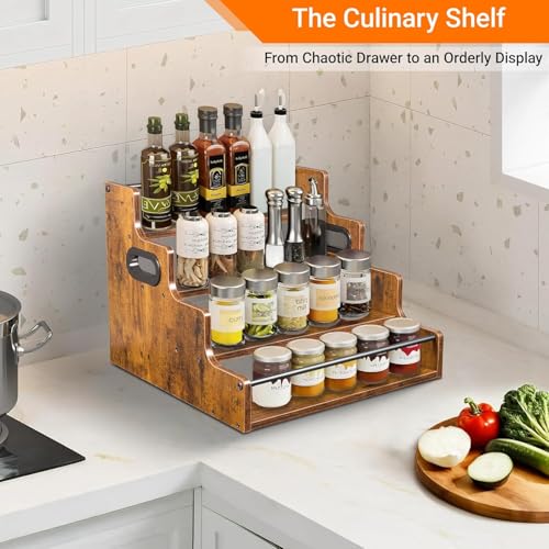 4-Tier Liquor Bottle Display Shelf, Coffee Syrup Rack Organizer, Water Bottle Organizer, Mini Bar Cabinet, Rustic Bar Shelves for Liquor Whiskey, Spirits (4 Tier)