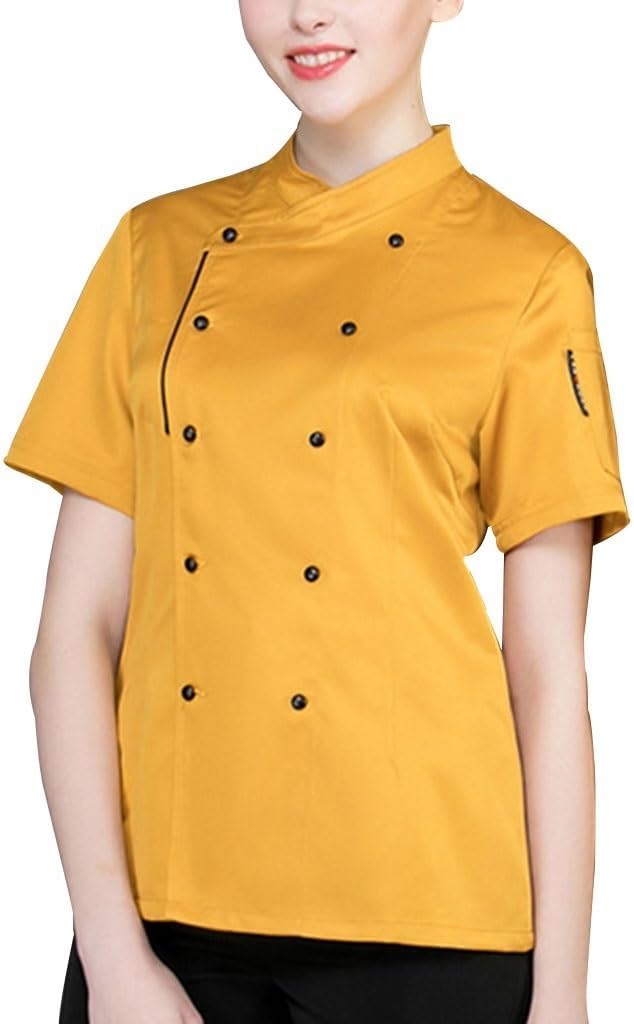 Restaurant Cook Uniform Unisex Men Women Kitchen Uniforms Chef Jacket Short Sleeve Chef Coat Food Service Shirt