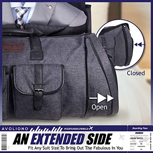AVOLIONO Travel Bag Garment Bag Expandable Weekender Bag Wheeled Duffle Bag Convertible Hanging Suit Case Suit Bag for Men and Women