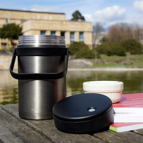 Miniatura 4 de Isosteel VA-9683AT contenedor de alimentos hermético de 51 onzas de acero inoxidable con pared doble revestido en color gris titanio, incl. 3