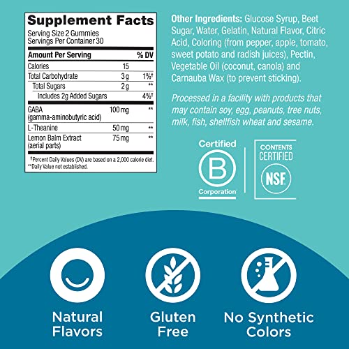 Olly Goodbye Stress Gummy, Gaba, L-Theanine, Lemon Balm, Stress Relief Supplement, Berry - 60 Count #TOP3