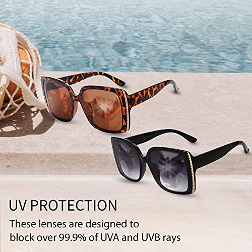 Image of The Fresh Women's Oversized Square Jackie O Cat Eye Hybrid Butterfly Fashion Sunglasses - Exquisite Packaging