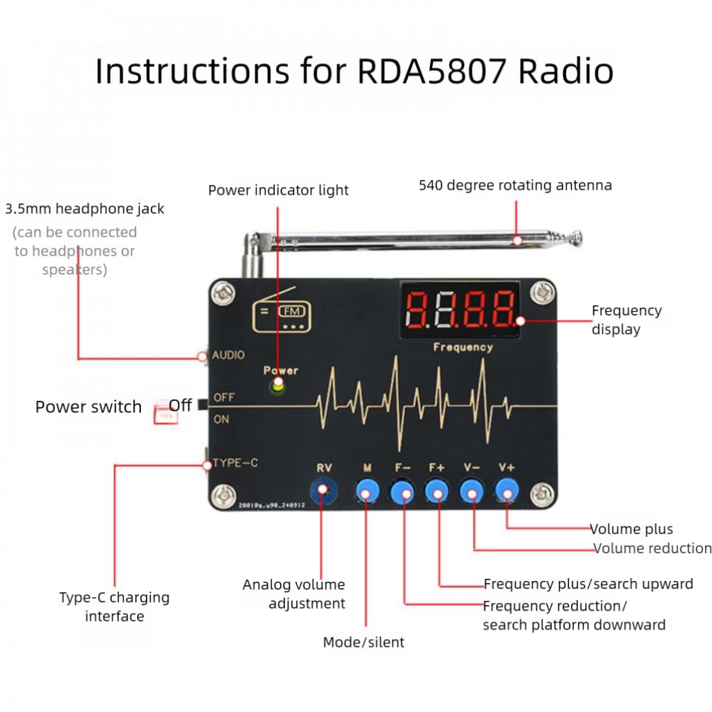 RDA5807M Radio Kit FM 87-108MHz Display Digitale Tubo Saldatura DC5V