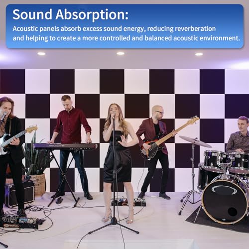 12 Piezas Paneles Acusticos Autoadhesivos, Insonorizacion Acustica Pared Alta Densidad 230kg/m³, 30 * 30 * 1cm Paneles Acusticos Decorativos para Oficina, Estudio de Grabación, Gaming, Podcasting