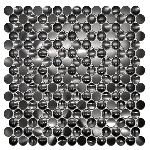 Goodotz Black Tile Penny Round Mosaic 3D Concave Convex Tiles