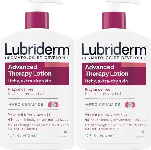 Lubriderm Advanced Therapy Lotion, For Extra Dry Skin, 16 fl. Oz (Pack of 2) | Moisturizing Lotion + Pro-Ceramide with Vitamins E & Pro-Vitamin B5, Intense Hydration for Extra Dry, Itchy & Sensitive Skin