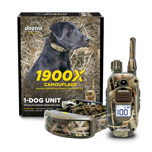 Dogtra 1900X Camouflage E-Collar - 3/4 Mile Range, Dogs 45 lbs+, IPX9K Waterproof, 100 Stimulation Levels, Vibration, Tone, Rechargeable - Ideal for Dog Owners and Professional Trainers