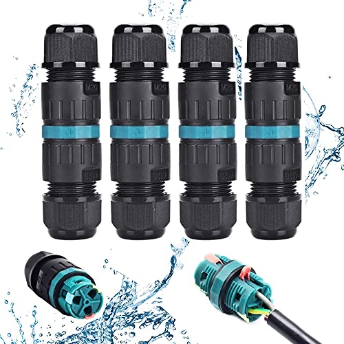 ZhengZ, 4 pack Conector de Cable Estanco IP68,Caja de Conector de Cable Exterior,Manguito de Conexión Eléctrico 3 Pines, diámetro5-12mm,Fácil de Instalar,para Iluminación de Jardines al Aire Libre Cover