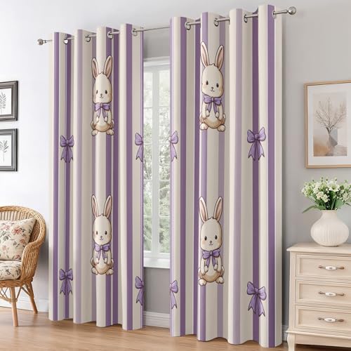 Rideau occultant lapin thermique opaque à oeillets violet 2pcs - 5