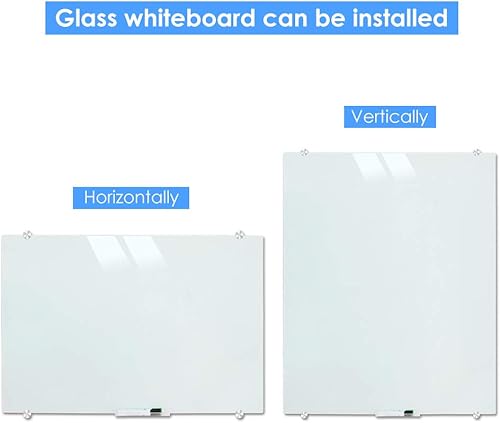 Miniatura 3 de DEVELOP Pizarra blanca magnética de vidrio, 24 x 18 pulgadas (23.6 x 17.7 in), pequeña pizarra de borrado en seco de vidrio templado para pared,