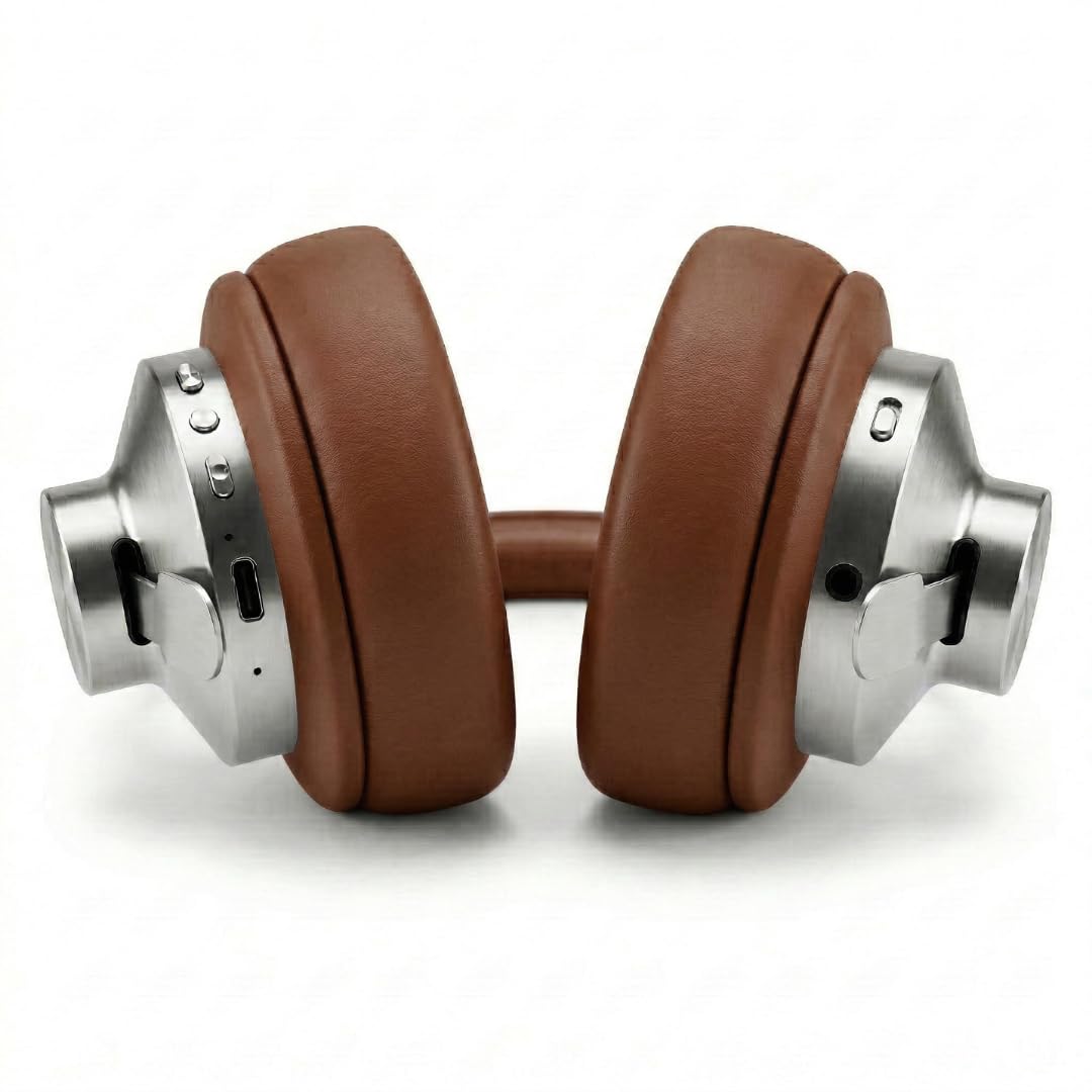 TELEFUNKEN ARCO Classic Edelstahl-Bluetooth-Kopfhörer – Ikonische Ganzmetall-Silhouette mit Luxus-Haptik – Beständiges Design-Statement & klare Bühnenabbildung (Braun)