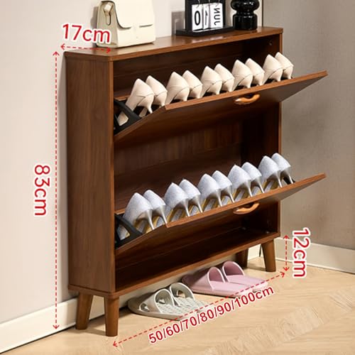 Meuble à chaussures rustique avec 2 rabats - Étagère fine MDF