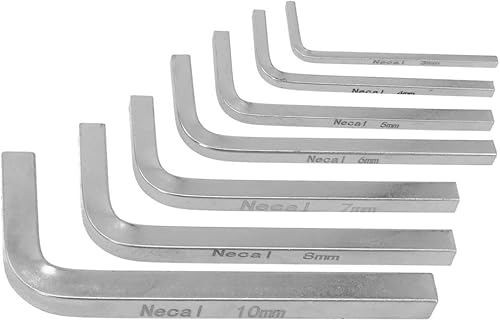 Miniatura 7 de Juego de llaves de cabeza cuadrada en forma de L, 0.118-0.394 in, acero al cromo vanadio, plata