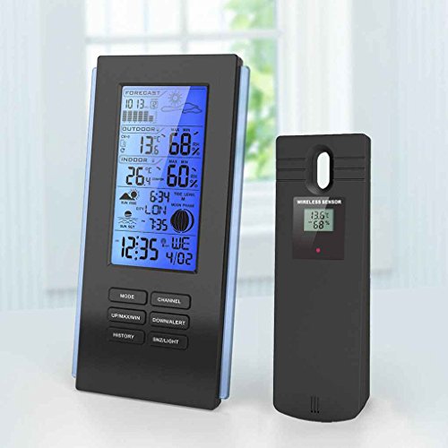 Floridivy Wireless Backlight Thermo-Hygrometer Rain Glass Barometer Weather Station Clock Humidometer Temperature Gauge